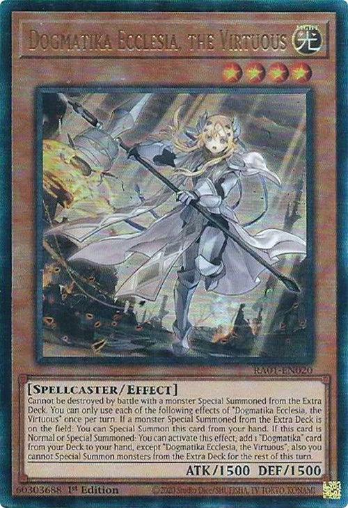 Dogmatika Ecclesia, the Virtuous [RA01-EN020] Prismatic Ultimate Rare | Exor Games Truro