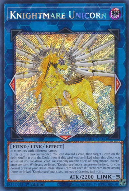 Knightmare Unicorn [RA01-EN043] Platinum Secret Rare | Exor Games Truro