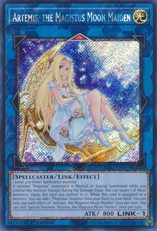 Artemis, the Magistus Moon Maiden [RA01-EN049] Platinum Secret Rare | Exor Games Truro