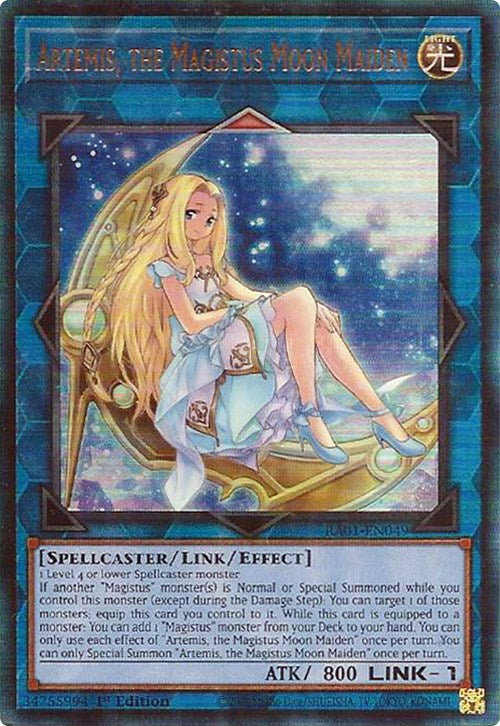 Artemis, the Magistus Moon Maiden [RA01-EN049] Prismatic Ultimate Rare | Exor Games Truro