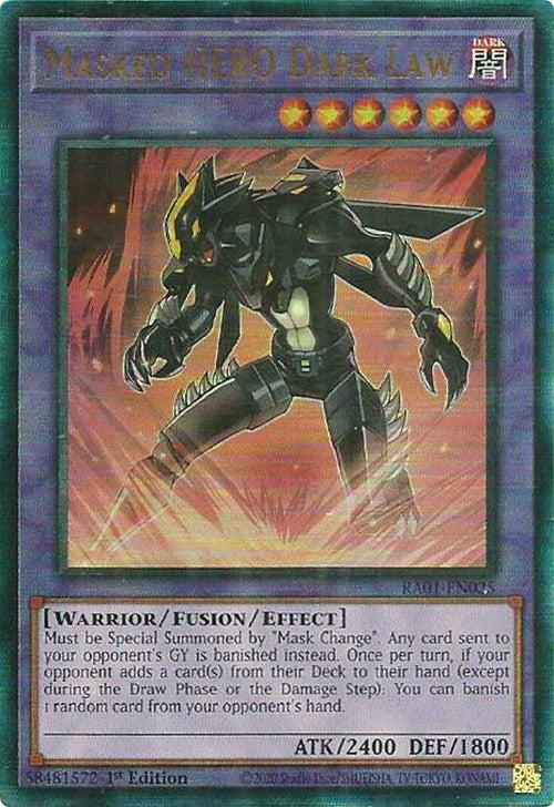 Masked HERO Dark Law [RA01-EN025] Prismatic Ultimate Rare | Exor Games Truro