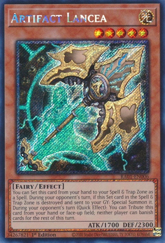 Artifact Lancea [RA01-EN006] Platinum Secret Rare | Exor Games Truro