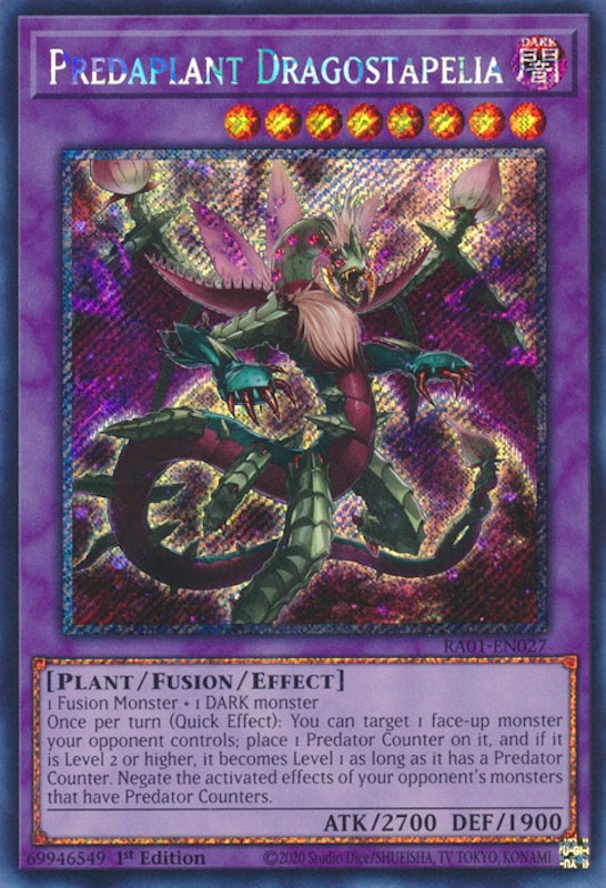 Predaplant Dragostapelia [RA01-EN027] Platinum Secret Rare | Exor Games Truro