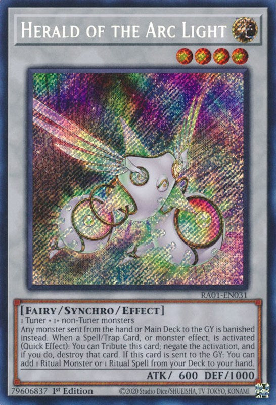 Herald of the Arc Light [RA01-EN031] Secret Rare | Exor Games Truro