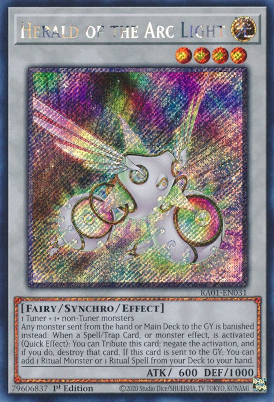 Herald of the Arc Light [RA01-EN031] Platinum Secret Rare | Exor Games Truro