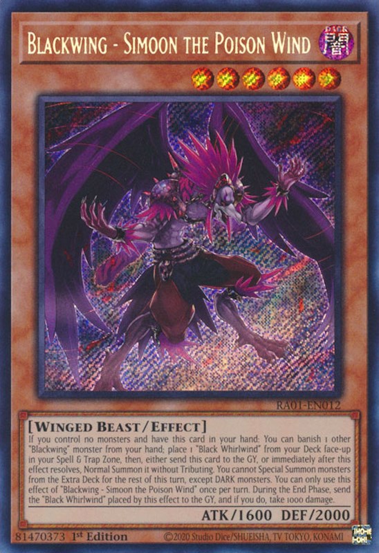 Blackwing - Simoon the Poison Wind [RA01-EN012] Secret Rare | Exor Games Truro