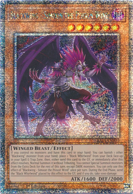 Blackwing - Simoon the Poison Wind [RA01-EN012] Quarter Century Secret Rare | Exor Games Truro