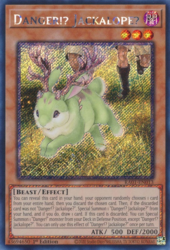 Danger!? Jackalope? [RA01-EN013] Platinum Secret Rare | Exor Games Truro