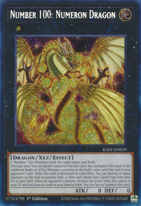 Number 100: Numeron Dragon [RA01-EN039] Secret Rare | Exor Games Truro