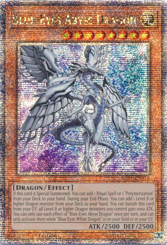 Blue-Eyes Abyss Dragon [RA01-EN016] Quarter Century Secret Rare | Exor Games Truro