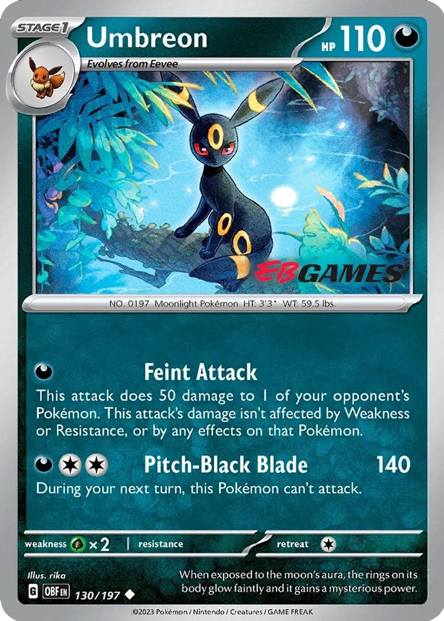 Umbreon (130/197) (EBGames Exclusive) [Scarlet & Violet: Obsidian Flames] | Exor Games Truro