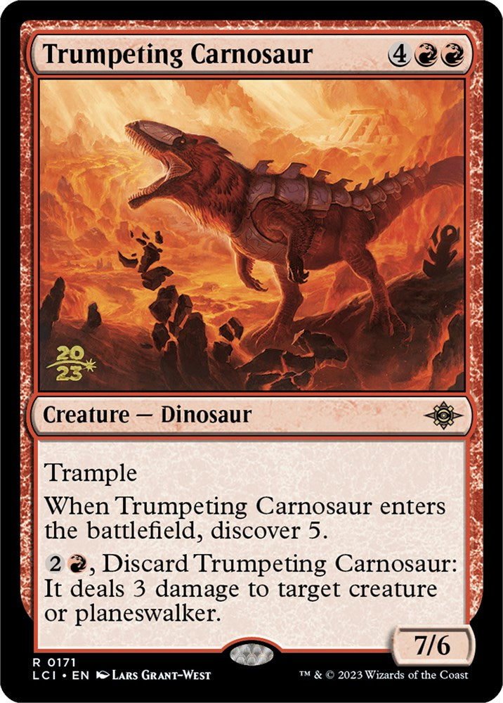 Trumpeting Carnosaur [The Lost Caverns of Ixalan Prerelease Cards] | Exor Games Truro