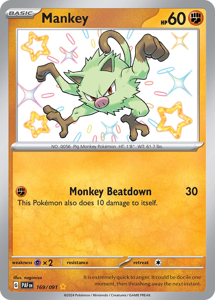 Mankey (169/091) [Scarlet & Violet: Paldean Fates] | Exor Games Truro