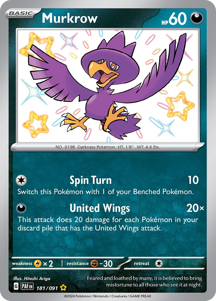 Murkrow (181/091) [Scarlet & Violet: Paldean Fates] | Exor Games Truro