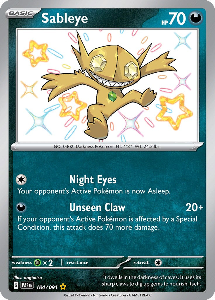 Sableye (184/091) [Scarlet & Violet: Paldean Fates] | Exor Games Truro