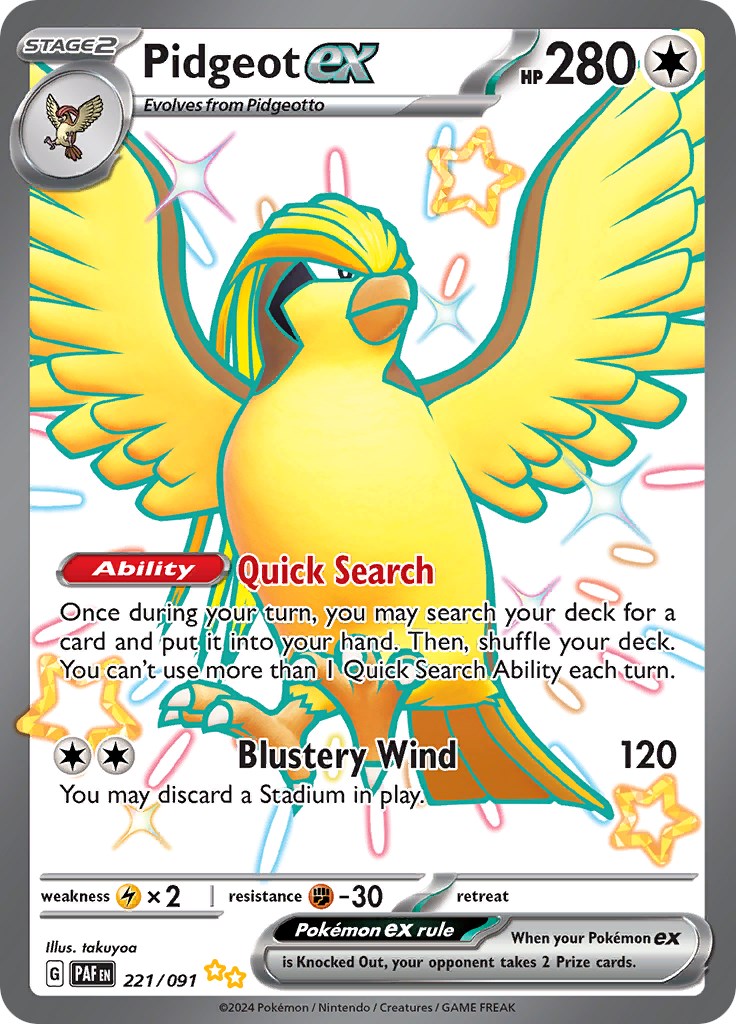 Pidgeot ex (221/091) [Scarlet & Violet: Paldean Fates] | Exor Games Truro