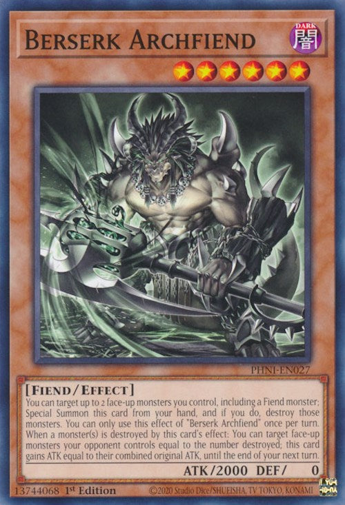 Berserk Archfiend [PHNI-EN027] Common | Exor Games Truro