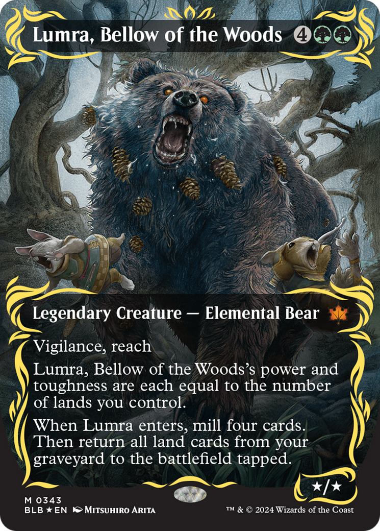 Lumra, Bellow of the Woods (Borderless) (Raised Foil) [Bloomburrow] | Exor Games Truro