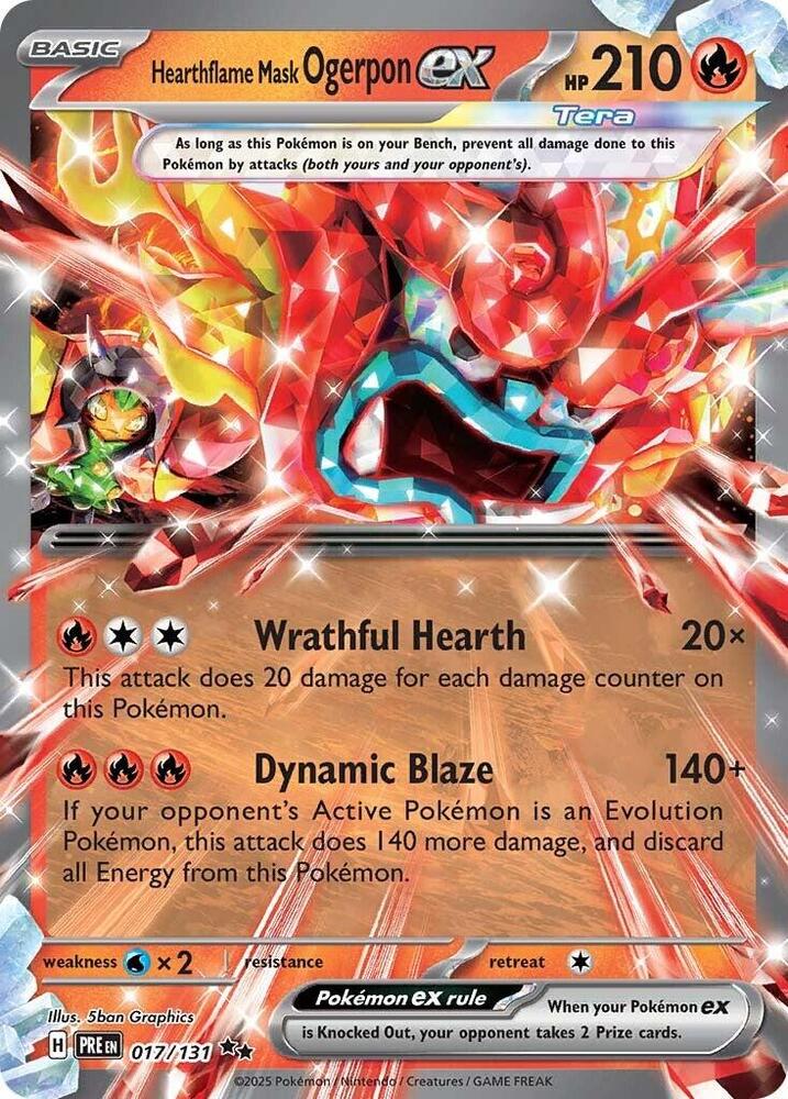 Hearthflame Mask Ogerpon ex (017/131) [Scarlet & Violet: Prismatic Evolutions] | Exor Games Truro