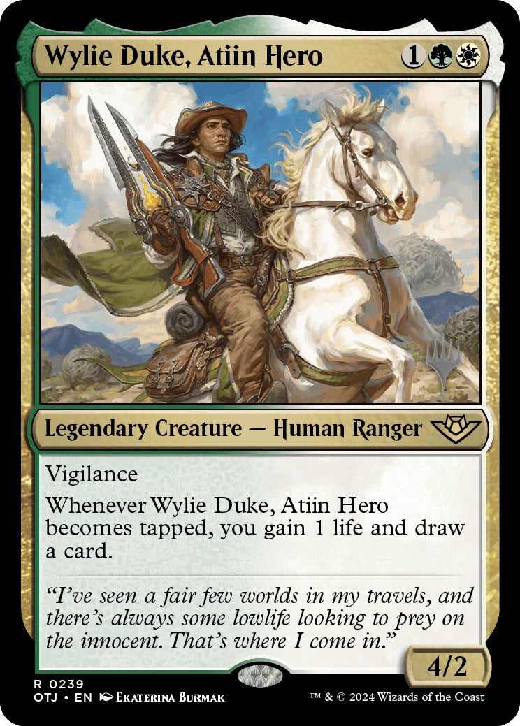 Wylie Duke, Atiin Hero (Promo Pack) [Outlaws of Thunder Junction Promos] | Exor Games Truro