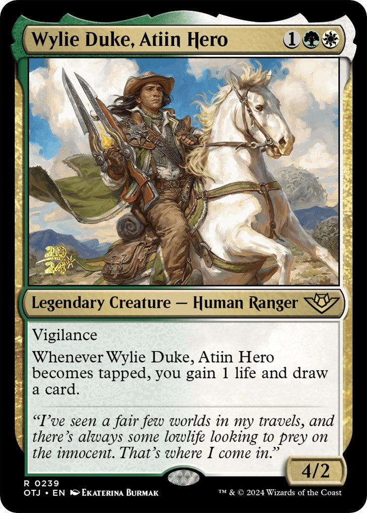 Wylie Duke, Atiin Hero [Outlaws of Thunder Junction Prerelease Promos] | Exor Games Truro