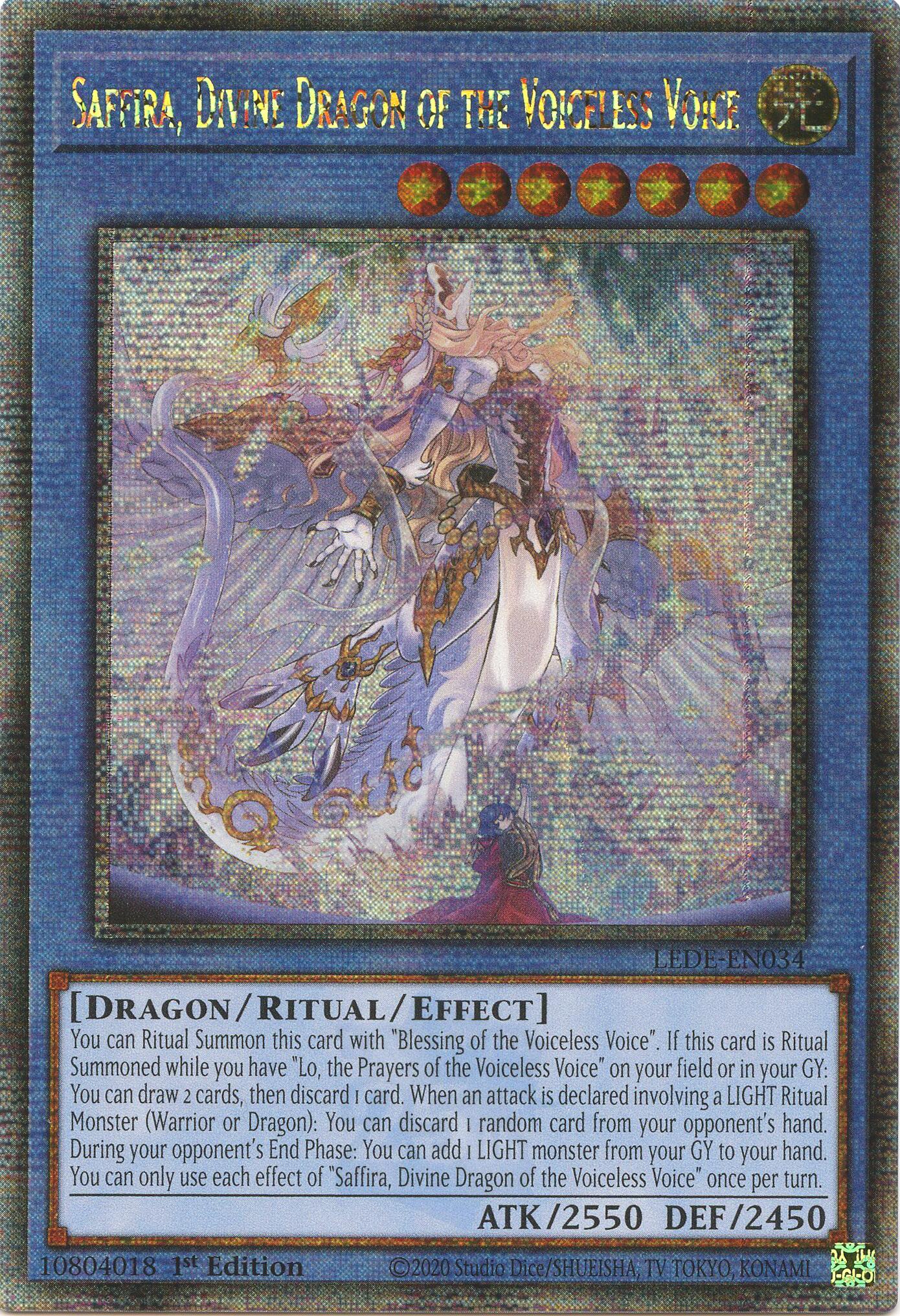 Saffira, Divine Dragon of the Voiceless Voice (Quarter Century Secret Rare) [LEDE-EN034] Quarter Century Secret Rare | Exor Games Truro