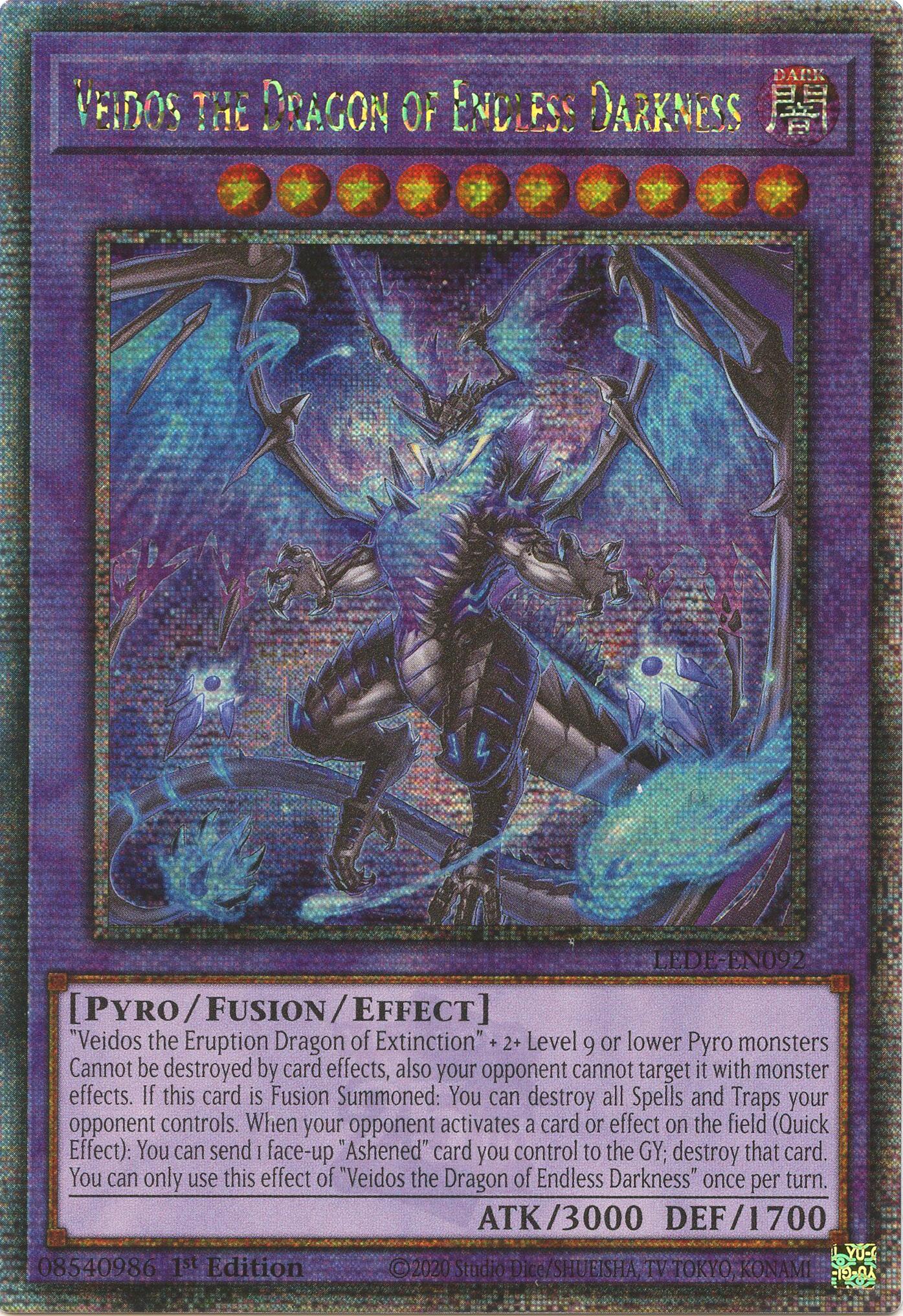 Veidos the Dragon of Endless Darkness (Quarter Century Secret Rare) [LEDE-EN092] Quarter Century Secret Rare | Exor Games Truro