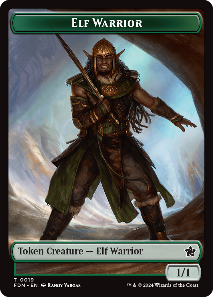 Emblem - Vivien Reid // Elf Warrior Double-Sided Token [Foundations Tokens] | Exor Games Truro