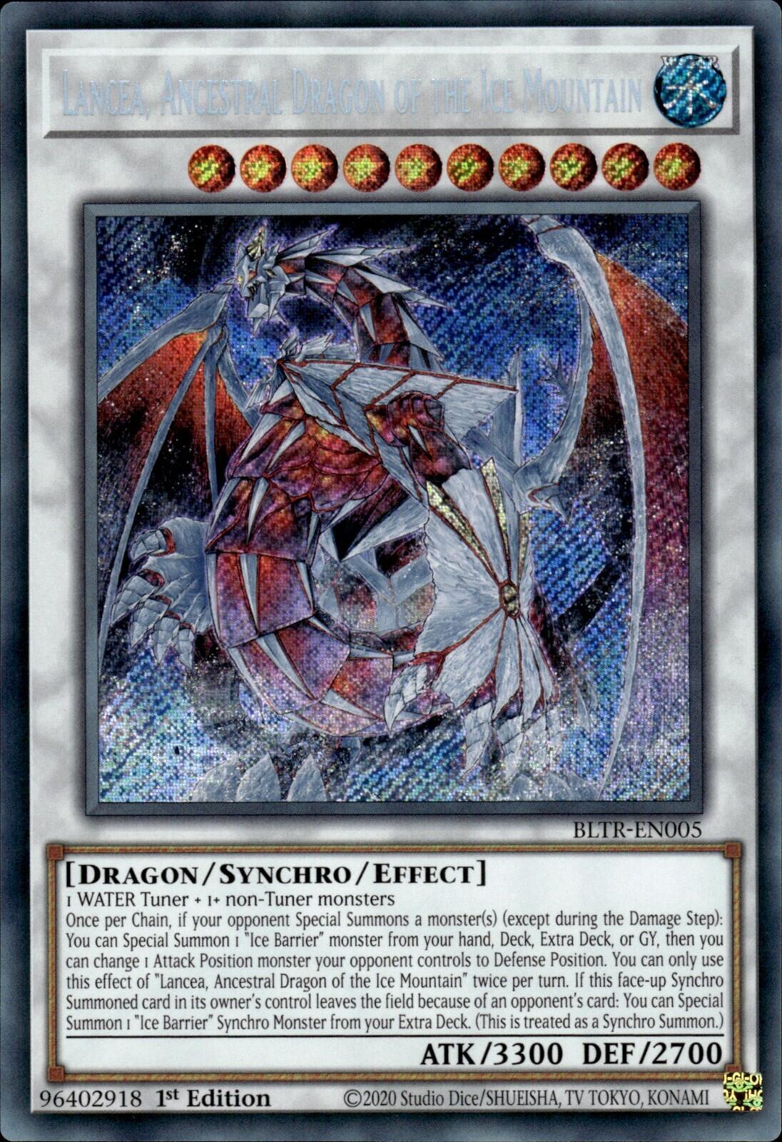 Lancea, Ancestral Dragon of the Ice Mountain [BLTR-EN005] Secret Rare | Exor Games Truro