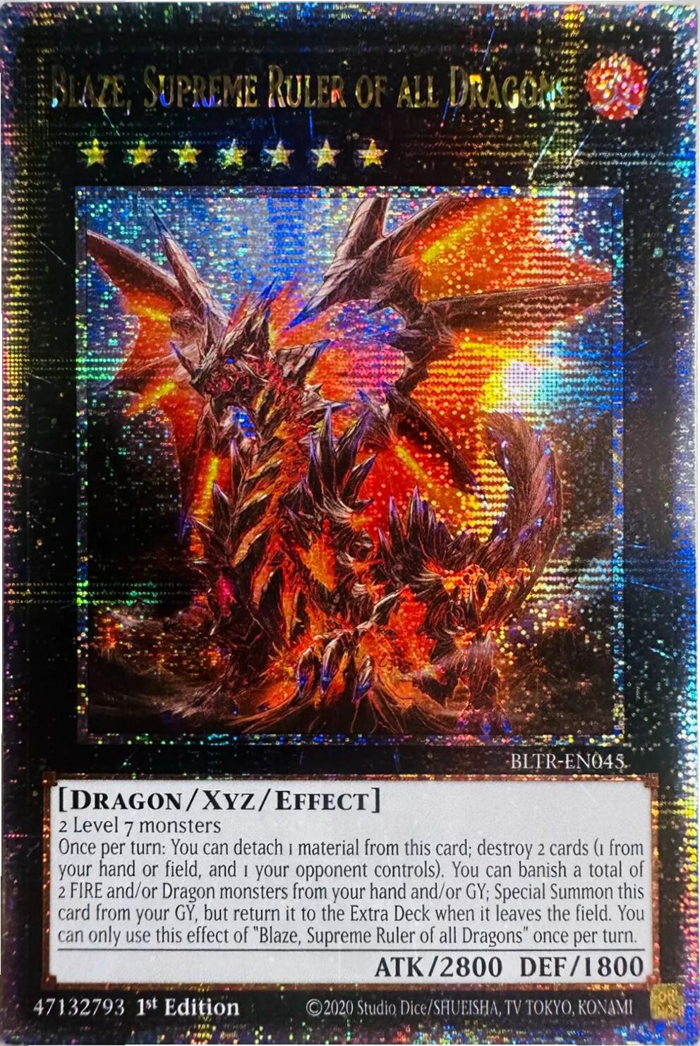 Blaze, Supreme Ruler of all Dragons (Quarter Century Secret Rare) [BLTR-EN045] Quarter Century Secret Rare | Exor Games Truro