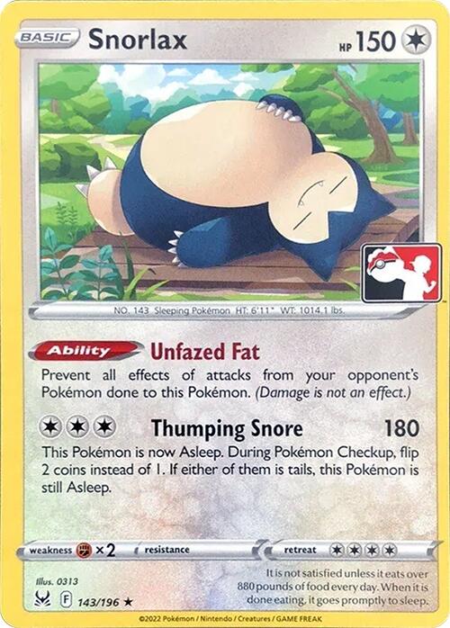 Snorlax (143/196) [Prize Pack Series Three] | Exor Games Truro