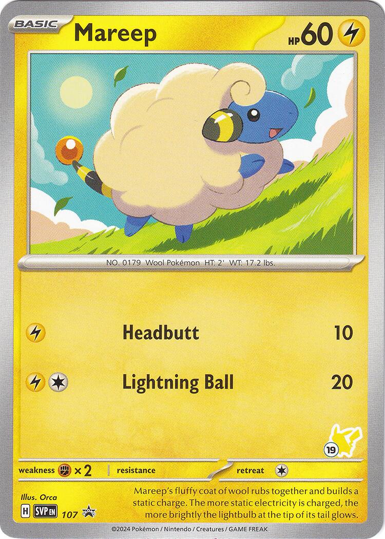 Mareep (107) (Pikachu Stamp #19) [Battle Academy 2024] | Exor Games Truro