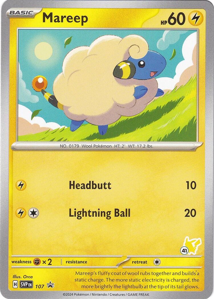 Mareep (107) (Pikachu Stamp #41) [Battle Academy 2024] | Exor Games Truro