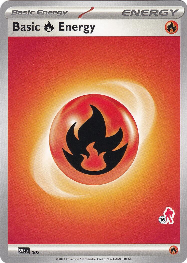 Basic Fire Energy (002) (Armarouge Stamp #16) [Battle Academy 2024] | Exor Games Truro