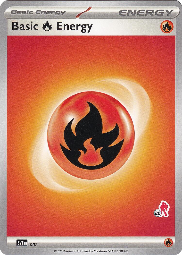 Basic Fire Energy (002) (Armarouge Stamp #20) [Battle Academy 2024] | Exor Games Truro