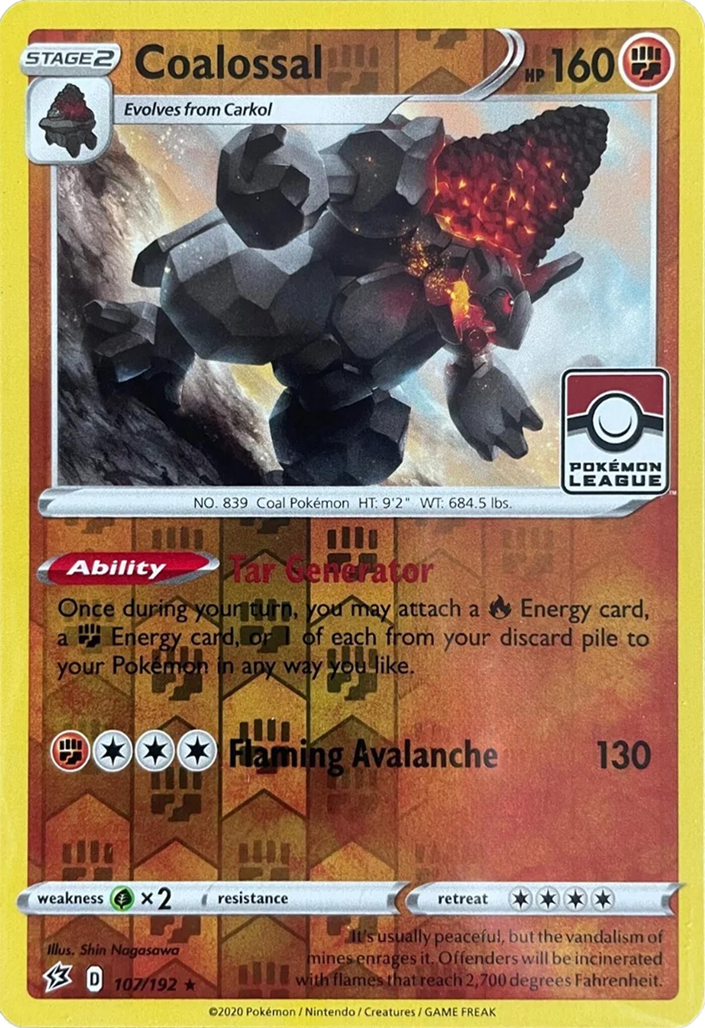 Coalossal (107/192) (League Promo) [Sword & Shield: Rebel Clash] | Exor Games Truro