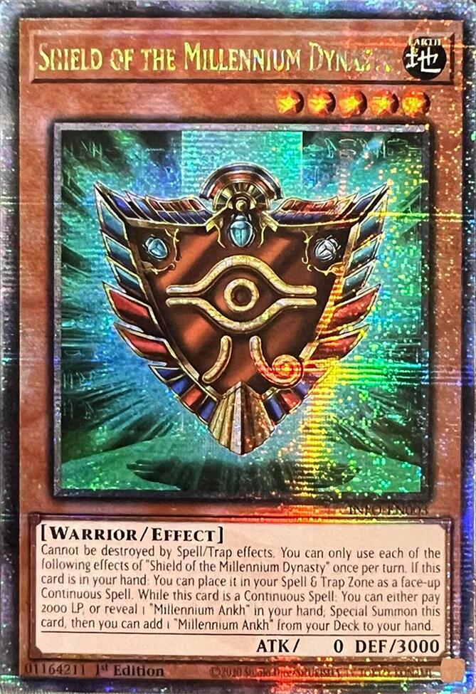 Shield of the Millennium Dynasty (Quarter Century Secret Rare) [INFO-EN003] Quarter Century Secret Rare | Exor Games Truro