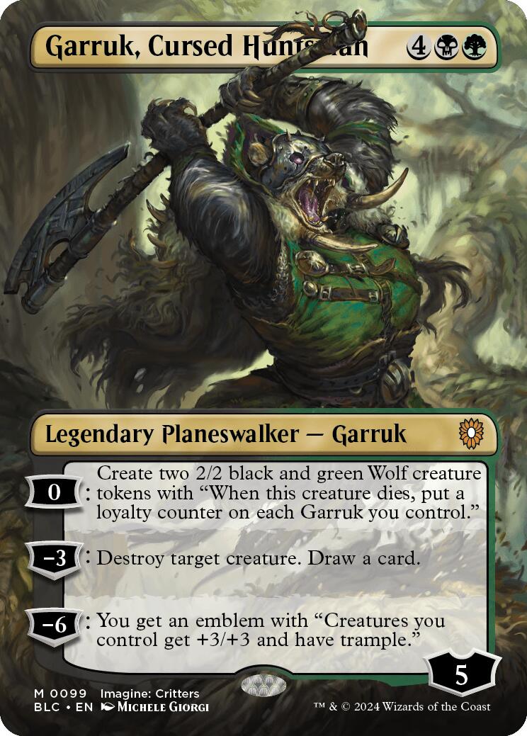 Garruk, Cursed Huntsman (Borderless) [Bloomburrow Commander] | Exor Games Truro