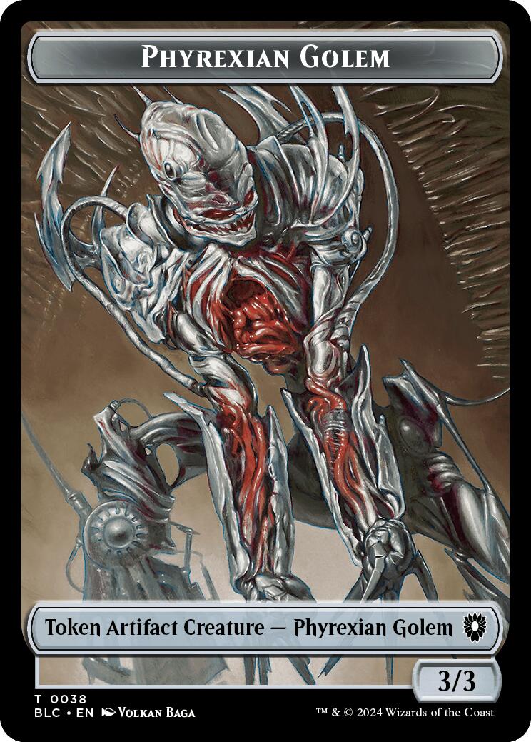 Phyrexian Golem // Faerie Double-Sided Token [Bloomburrow Commander Tokens] | Exor Games Truro