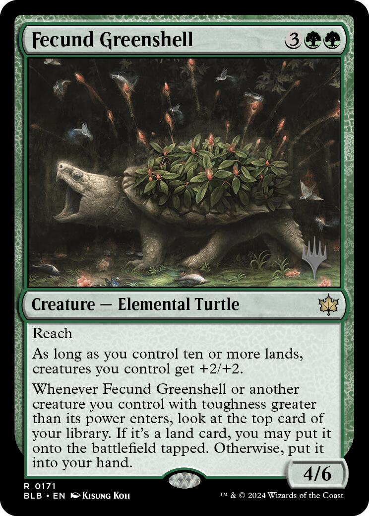 Fecund Greenshell (Promo Pack) [Bloomburrow Promos] | Exor Games Truro