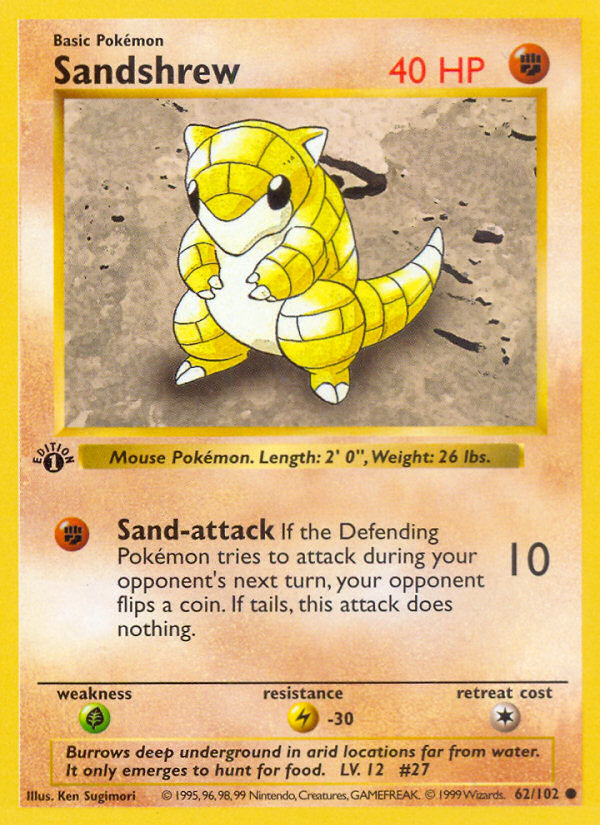 Sandshrew (62/102) (Shadowless) [Base Set 1st Edition] | Exor Games Truro