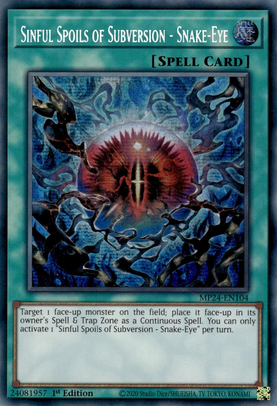 Sinful Spoils of Subversion - Snake-Eye [MP24-EN104] Prismatic Secret Rare | Exor Games Truro