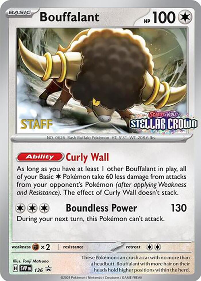 Bouffalant (136) (Staff Promo) [Scarlet & Violet: Black Star Promos] | Exor Games Truro