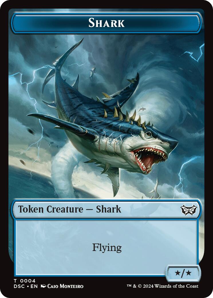 Shark // Copy Double-Sided Token [Duskmourn: House of Horror Commander Tokens] | Exor Games Truro