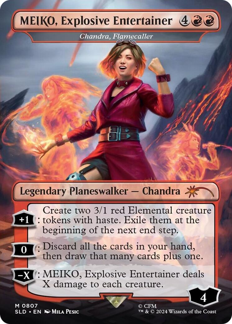 MEIKO, Explosive Entertainer - Chandra, Flamecaller (Rainbow Foil) [Secret Lair Drop Series] | Exor Games Truro