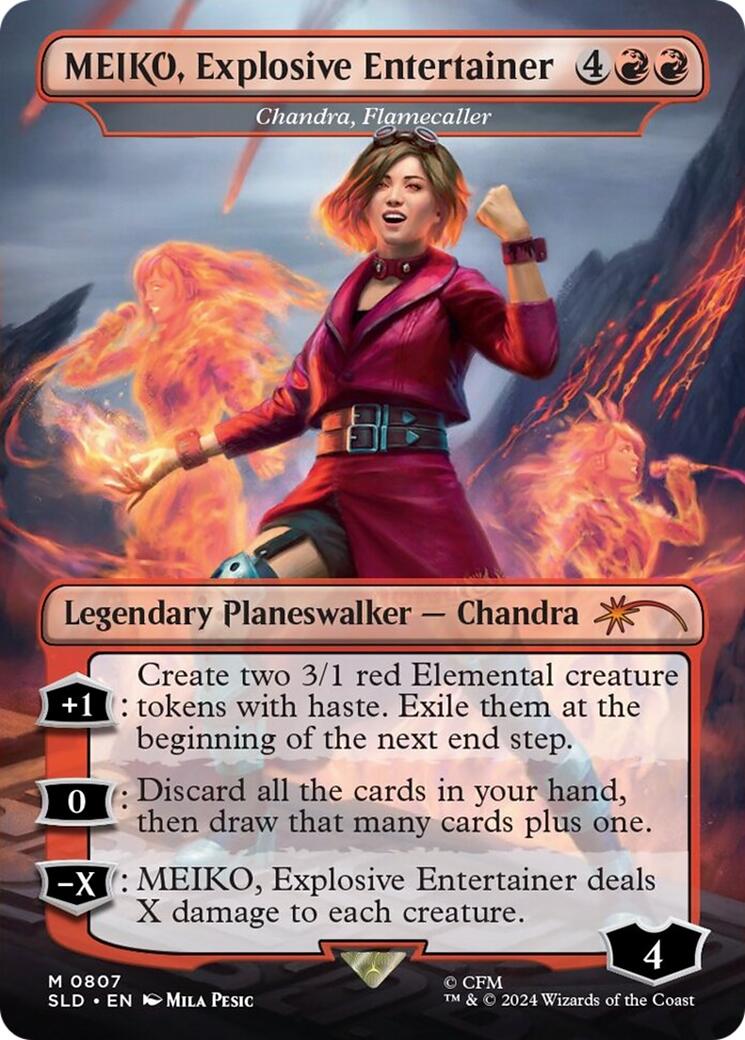 MEIKO, Explosive Entertainer - Chandra, Flamecaller (Rainbow Foil) (Japanese) [Secret Lair Drop Series] | Exor Games Truro