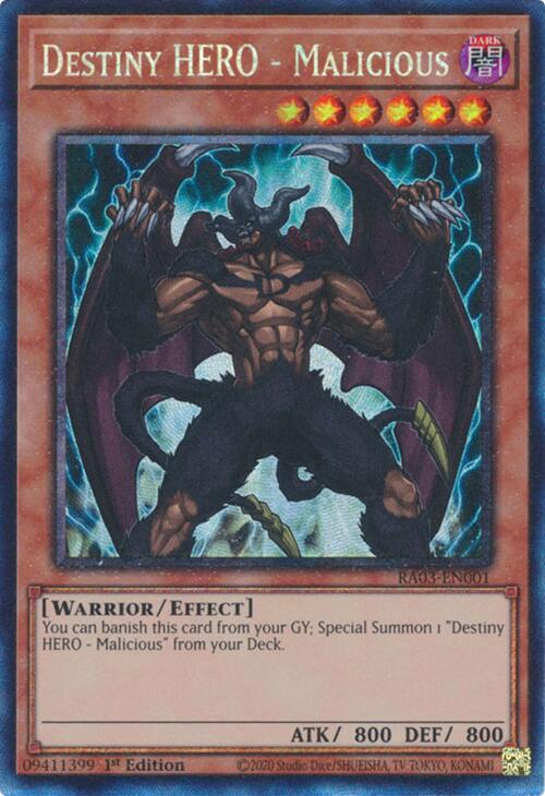 Destiny HERO - Malicious (CR) [RA03-EN001] Prismatic Collector's Rare | Exor Games Truro