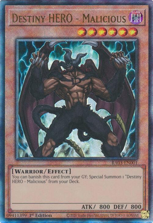 Destiny HERO - Malicious (UTR) [RA03-EN001] Prismatic Ultimate Rare | Exor Games Truro