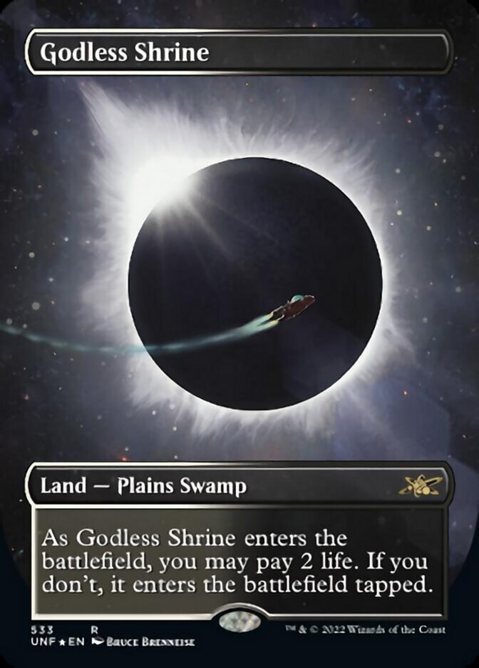 Godless Shrine (Borderless) (Galaxy Foil) [Unfinity] | Exor Games Truro