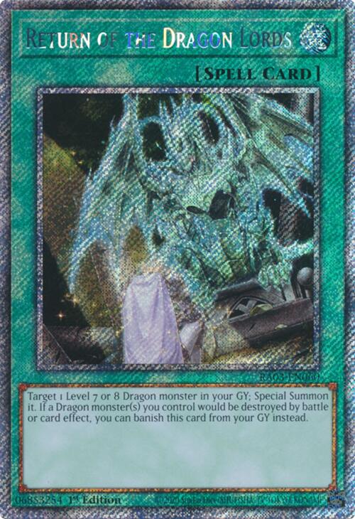 Return of the Dragon Lords (Platinum Secret Rare) [RA03-EN060] Platinum Secret Rare | Exor Games Truro